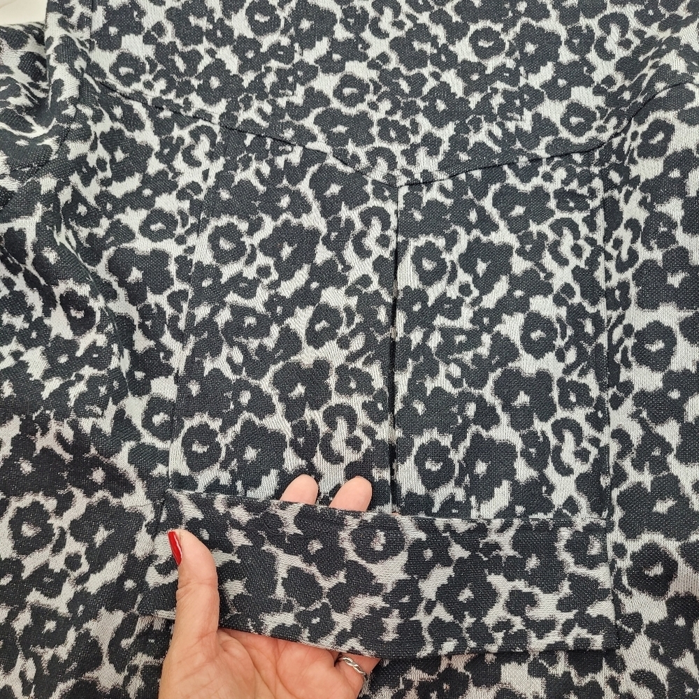 eci New York black and grey leopard print cropped lady jacket mandarin collar 10 - Picture 6 of 13
